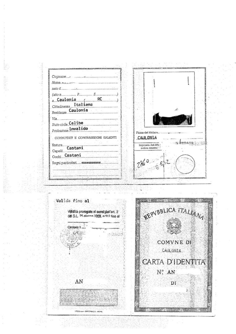 carta identità professione invalido senza dati sensibili