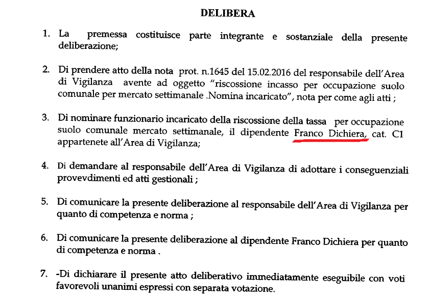 DELIBERA FUNZIONARIO TASSE CAULONIA