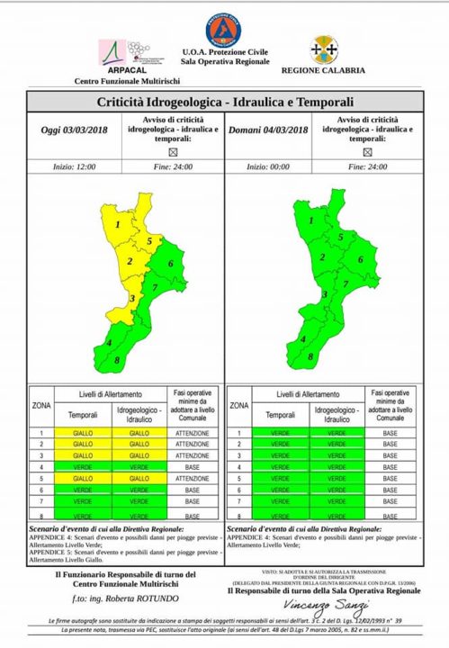 Protezione Civile Calabria, Allerta Meteo Gialla: Vento E Pioggia ...