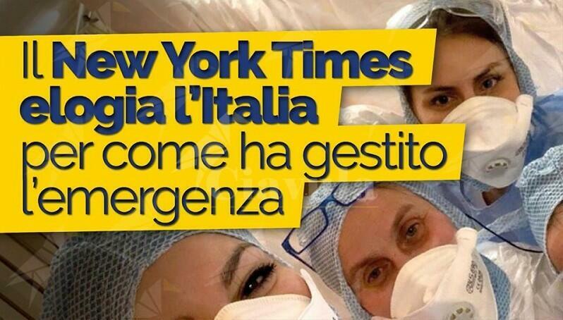 Il New York Times elogia l’Italia sulla gestione dell’emergenza Coronavirus