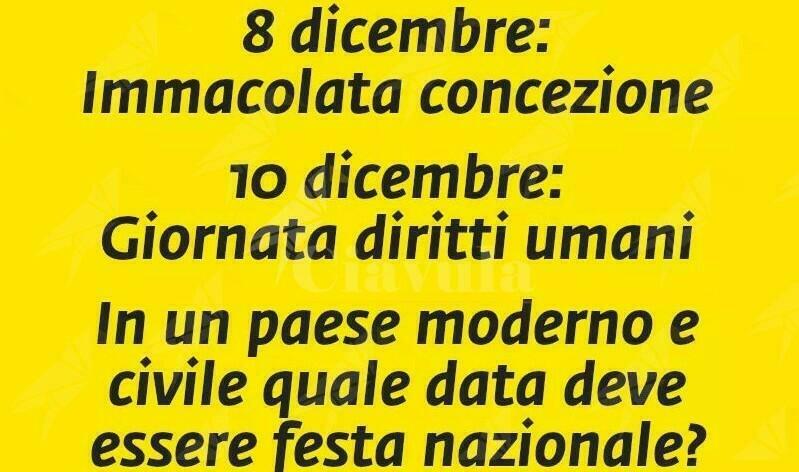 8 dicembre, inutile festa religiosa che sbugiarda l’idea di stato laico