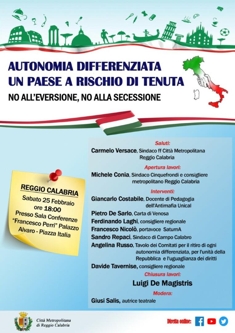 A Reggio Calabria Convegno Sull Autonomia Differenziata Con Carmelo