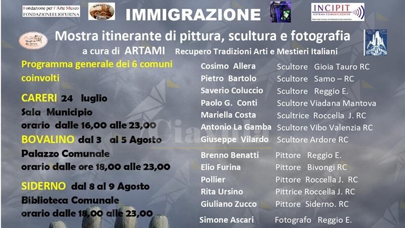 A Careri, Bovalino, Siderno, Bivongi, Camini e Samo incontri all’insegna di arte e immigrazione