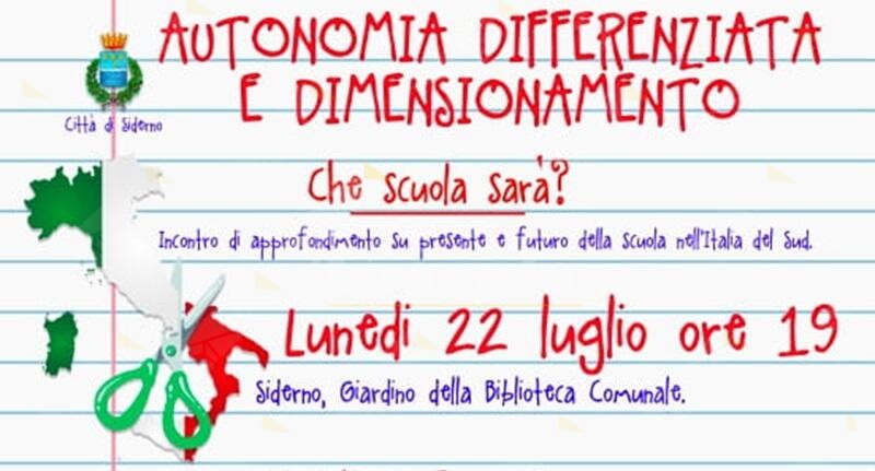 A Siderno l’incontro “Autonomia Differenziata e dimensionamento: che scuola sarà?”