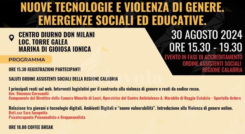 A Gioiosa l’evento “Nuove tecnologie e violenza di genere. Emergenze sociali ed educative”