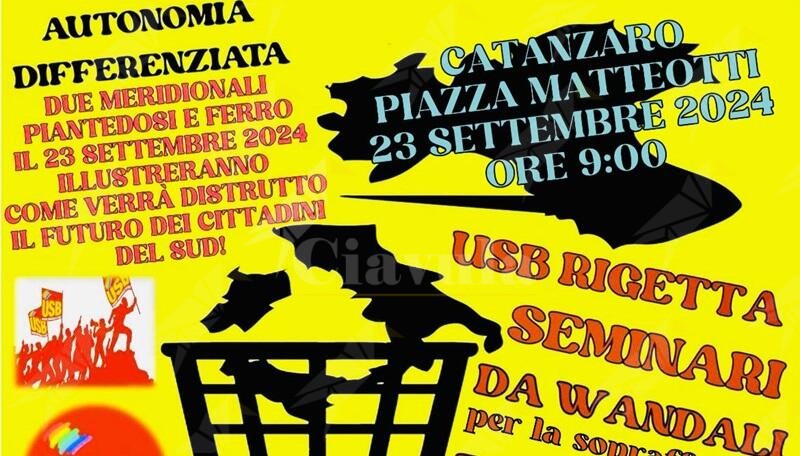 Piantedosi a Catanzaro, l’USB manifesta in piazza contro l’autonomia differenziata e il decreto sicurezza