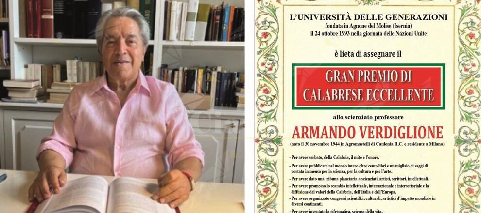 Conferito al cauloniese Armando Verdiglione il “Gran Premio di Calabrese Eccellente”