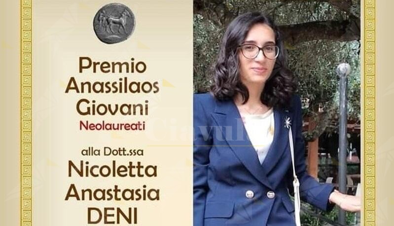 “Premio Anassilaos Giovani” alla Dott.ssa Nicoletta Anastasia Deni. Le congratulazioni dell’amministrazione comunale di Cittanova