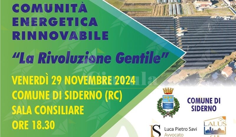 A Siderno un incontro per la creazione di una “Comunità Energetica Rinnovabile”