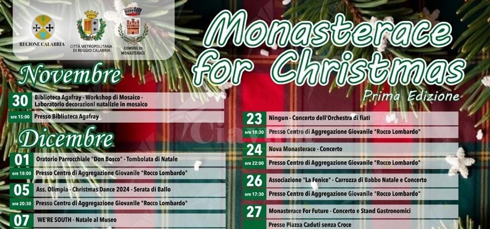 Pubblicato il calendario degli eventi natalizi a Monasterace