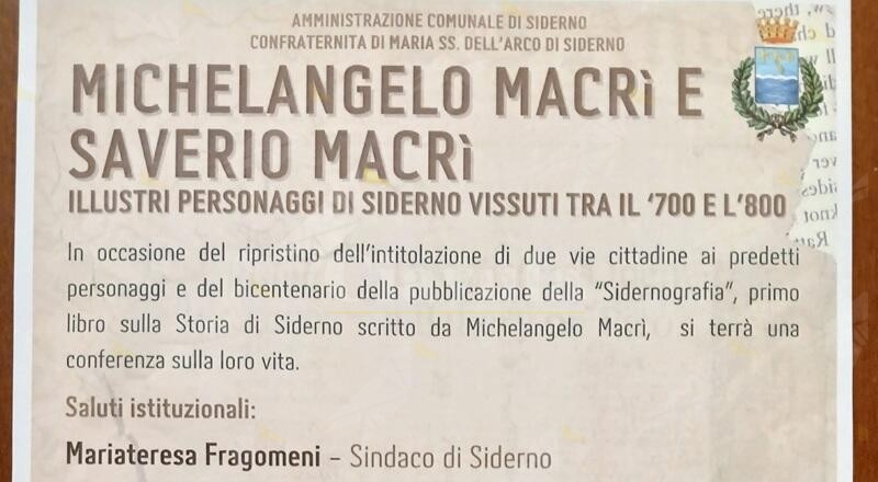 A Siderno due nuove vie per onorare la memoria di Michelangelo e Saverio Macrì