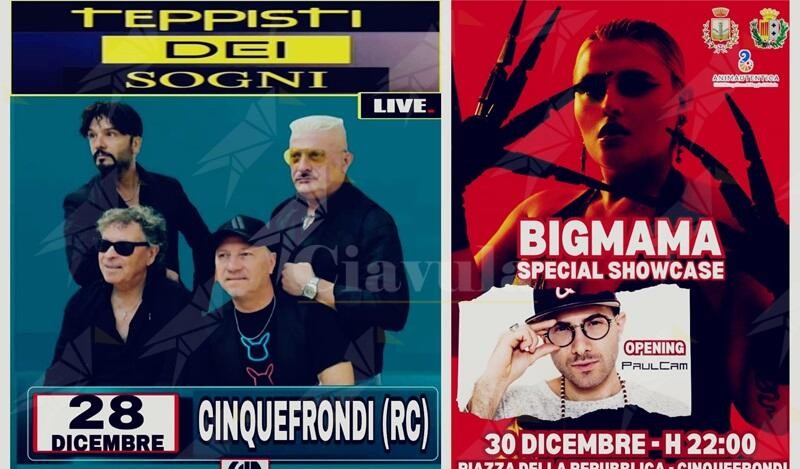 BigMama e i Teppisti dei Sogni chiudono l’anno a Cinquefrondi con due concerti gratuiti