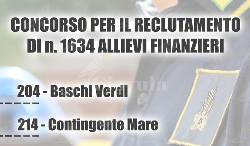 Concorso Guardia di Finanza 2024, si assumono 1.634 allievi finanzieri