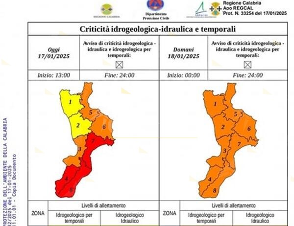 Prosegue il maltempo in Calabria: domani allerta arancione su tutta la regione