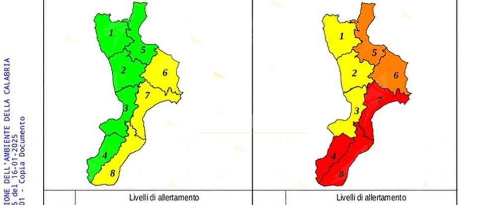 Per domani allerta rossa sulla costa ionica della Calabria