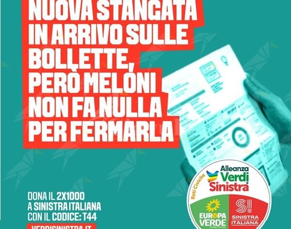 Sinistra Italiana: “In arrivo nuove stangate sulle bollette energetiche. A rimetterci sempre famiglie e lavoratori”