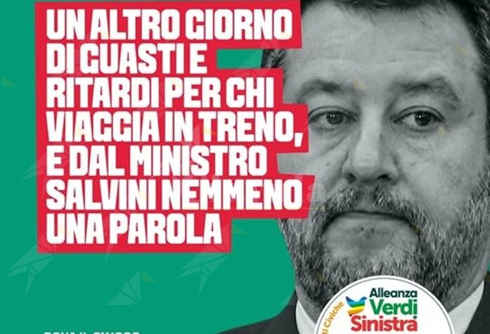 Fratoianni (AVS): “Anche ieri un elenco di guasti e ritardi dei treni ad alta velocità. Da Salvini non ci aspettiamo soluzioni, non ne sarebbe capace”