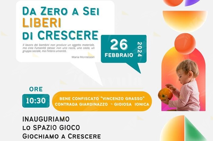 A Gioiosa Ionica l’inaugurazione dello Spazio Gioco del progetto “Giochiamo a crescere” in un bene confiscato alla mafie