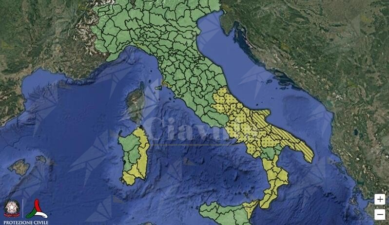 Maltempo: ancora temporali al Sud. Allerta gialla in otto regioni