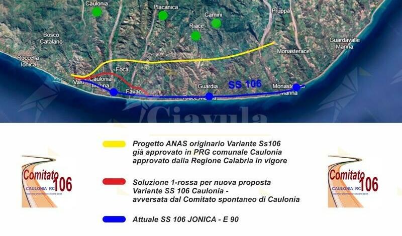 Il comitato spontaneo variante SS106: “L’ultima proposta ANAS non è conforme al piano regolatore di Caulonia”